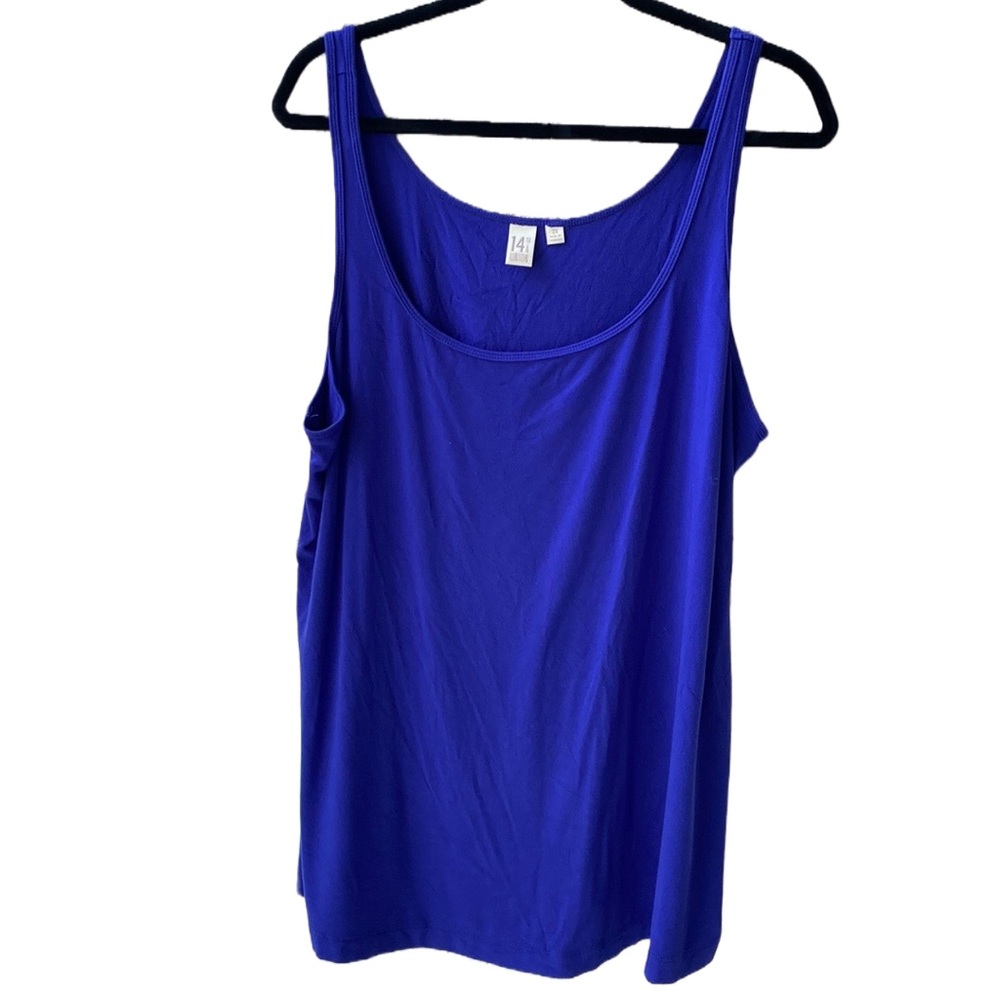 💙 14th & Union Bright Blue Stretch Knit Tank Top, Plus-Size 2X